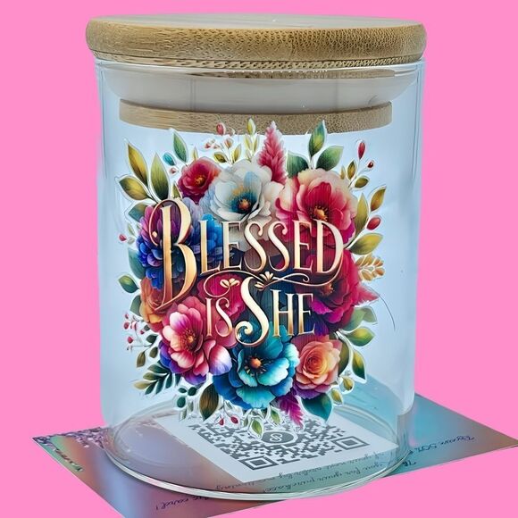 NWT NIB FAITH BASED QUOTES BAMBOO LID W/SEAL GLASS JARS PERFECT FOR GIFT GIVING! - Picture 9 of 15